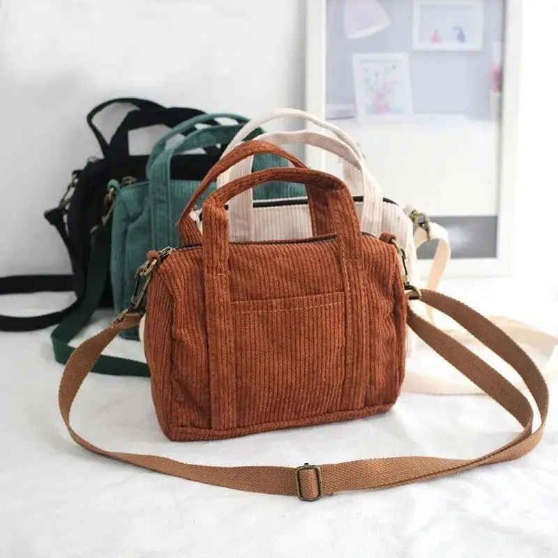 Frauen Mini Umhängetasche Cord Schulter Tasche Weibliche Leinwand Handtasche Zipper Totes Damen Casual Geldbörse Stoff Beutel Für Mädchen – Detail 3