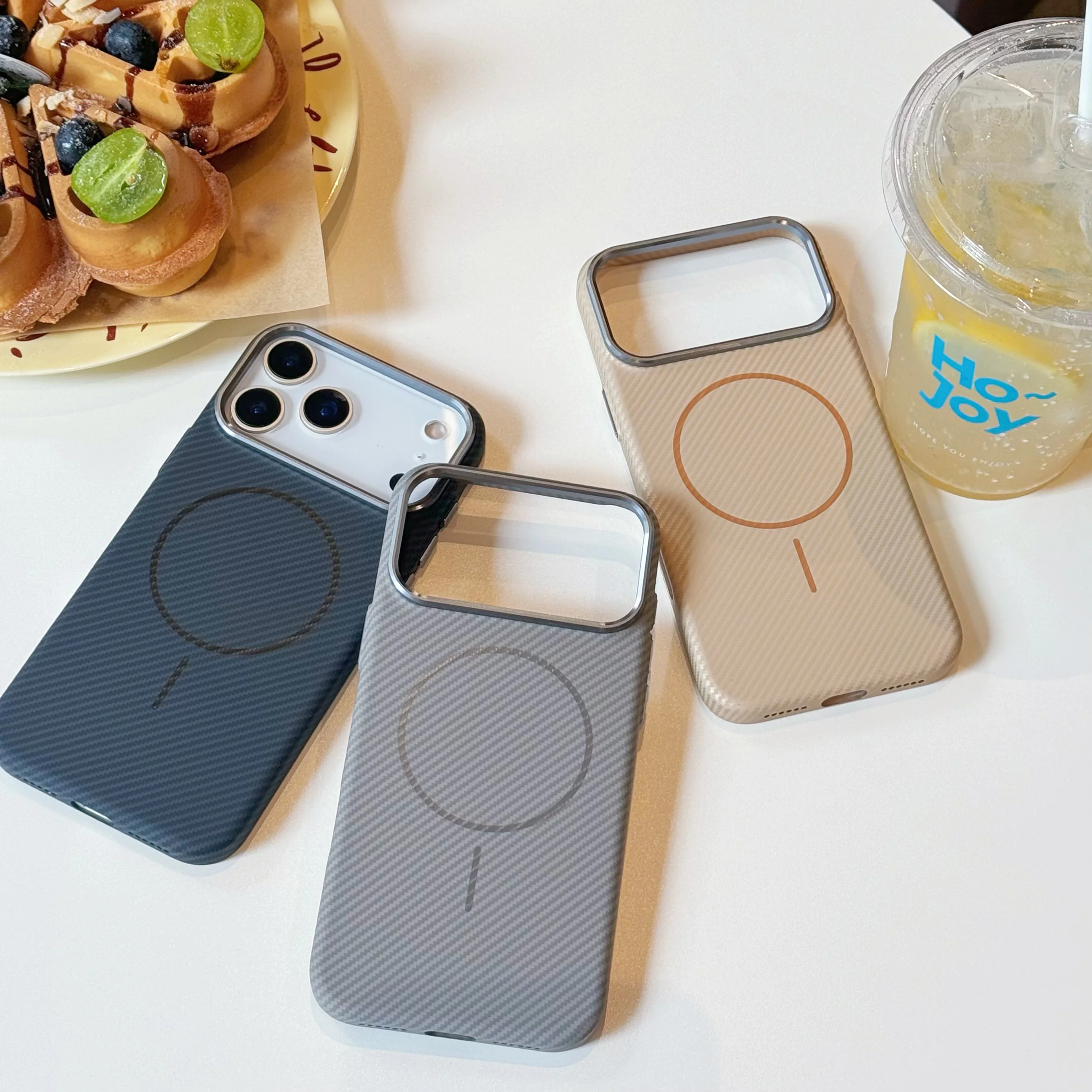 Water Transfer Carbon Fiber Texture Magnetic Case For iPhone 17 Pro Max 16 15 14 Ultra-thin Shell LightWeight Luxury