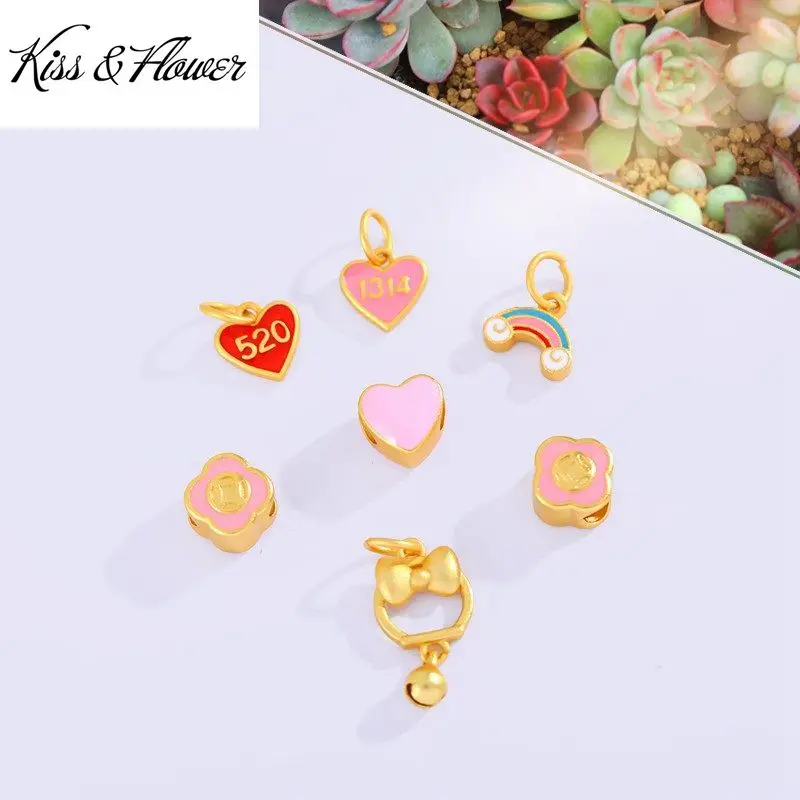 

KISS&FLOWER AC47 Fine Wholesale Fashion Kid Girl Friend Party Birthday Wedding Gift 5201314 Heart DIY BeadCharm For Bracelet 1pc