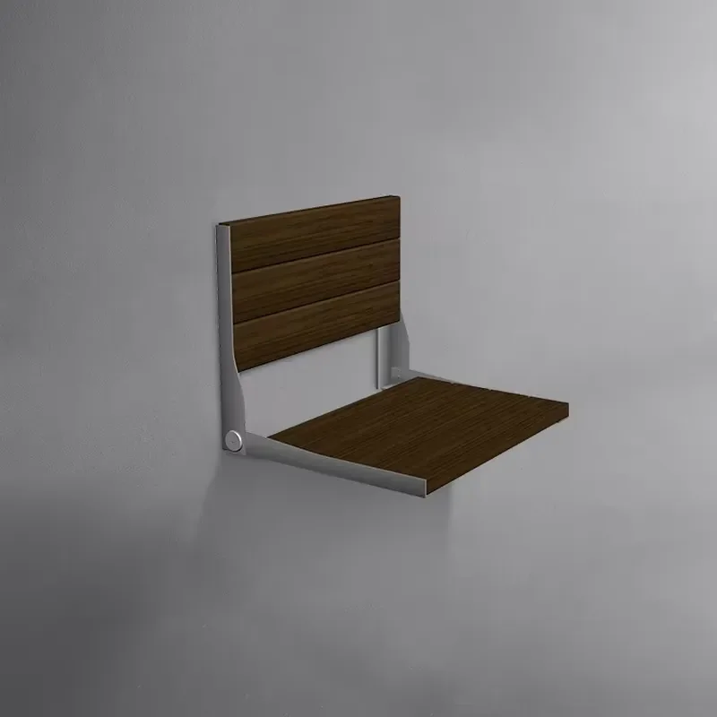 Teak Wood Folding Shower Chair Wall Mounted Bath Seat for Elderly Non Slip Bathroom Safety Stool Durable Wooden Bench Wall