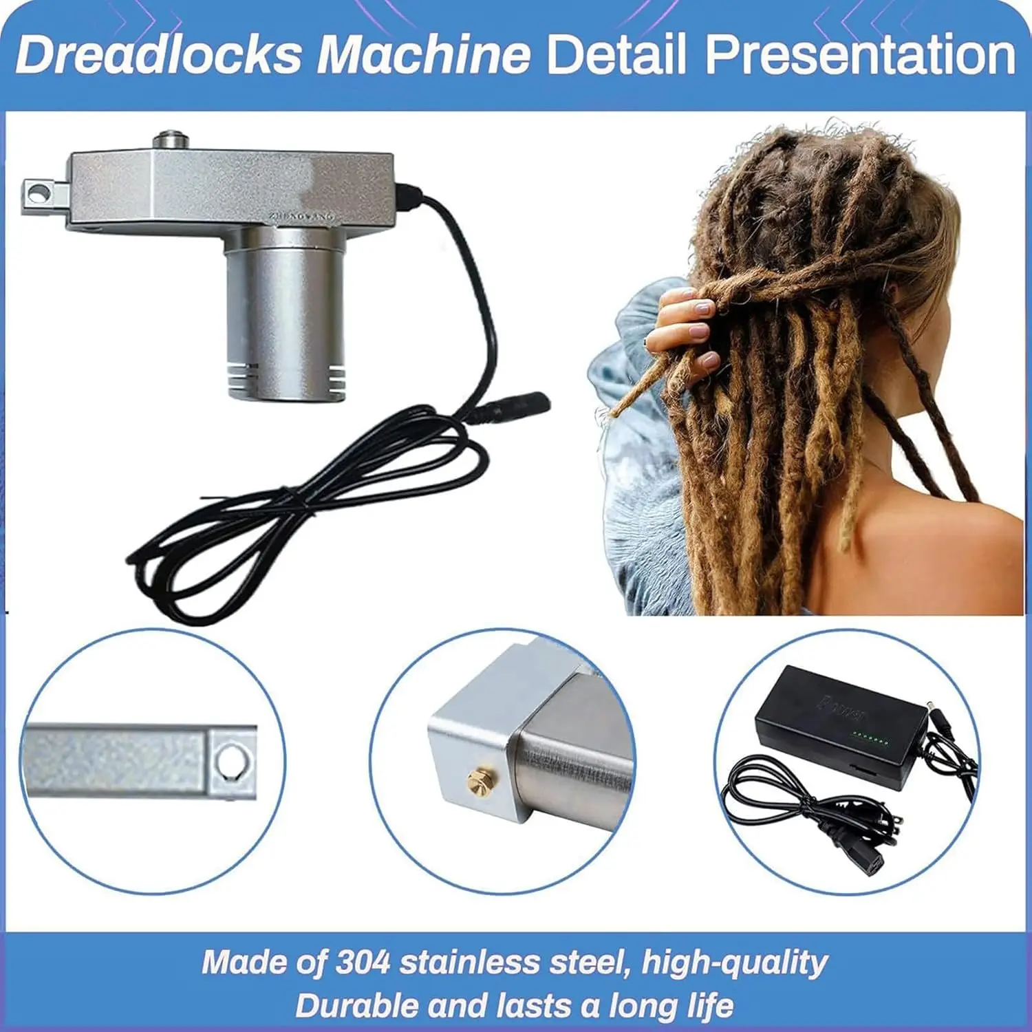 Dreadlock Maker, Electric Dreadlock Crochet Braids Hair Making Machine, Instant Dreadlock Machine for Locs
