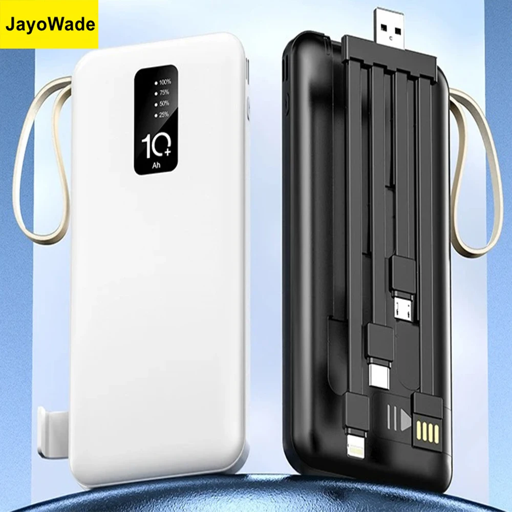 

20000 мАч Встроенный кабель Power Bank для передачи данных Портативная быстрая зарядка PowerBank Внешнее зарядное устройство для IPhone Xiaomi PoverBank