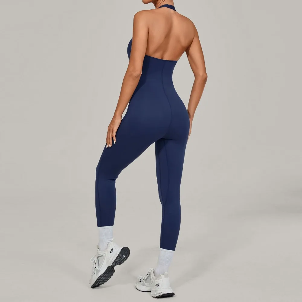 

New Seamless Halter Neck Yoga Jumpsuit Outdoor Dance Fitness Sports Bodysuit Tight Yoga Wear Gym Workout for Women
