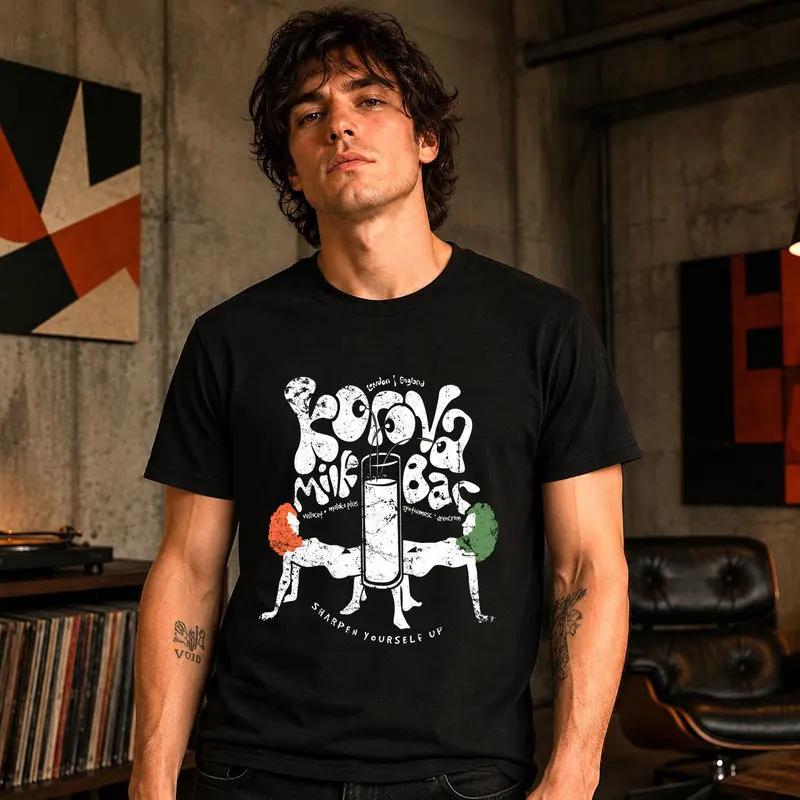 A Clockwork Orange Alex DeLarge T Shirt Vintage Movie Graphic Tee Korova Milk Bar 1970's Film Retro Short Sleeve Unisex Top