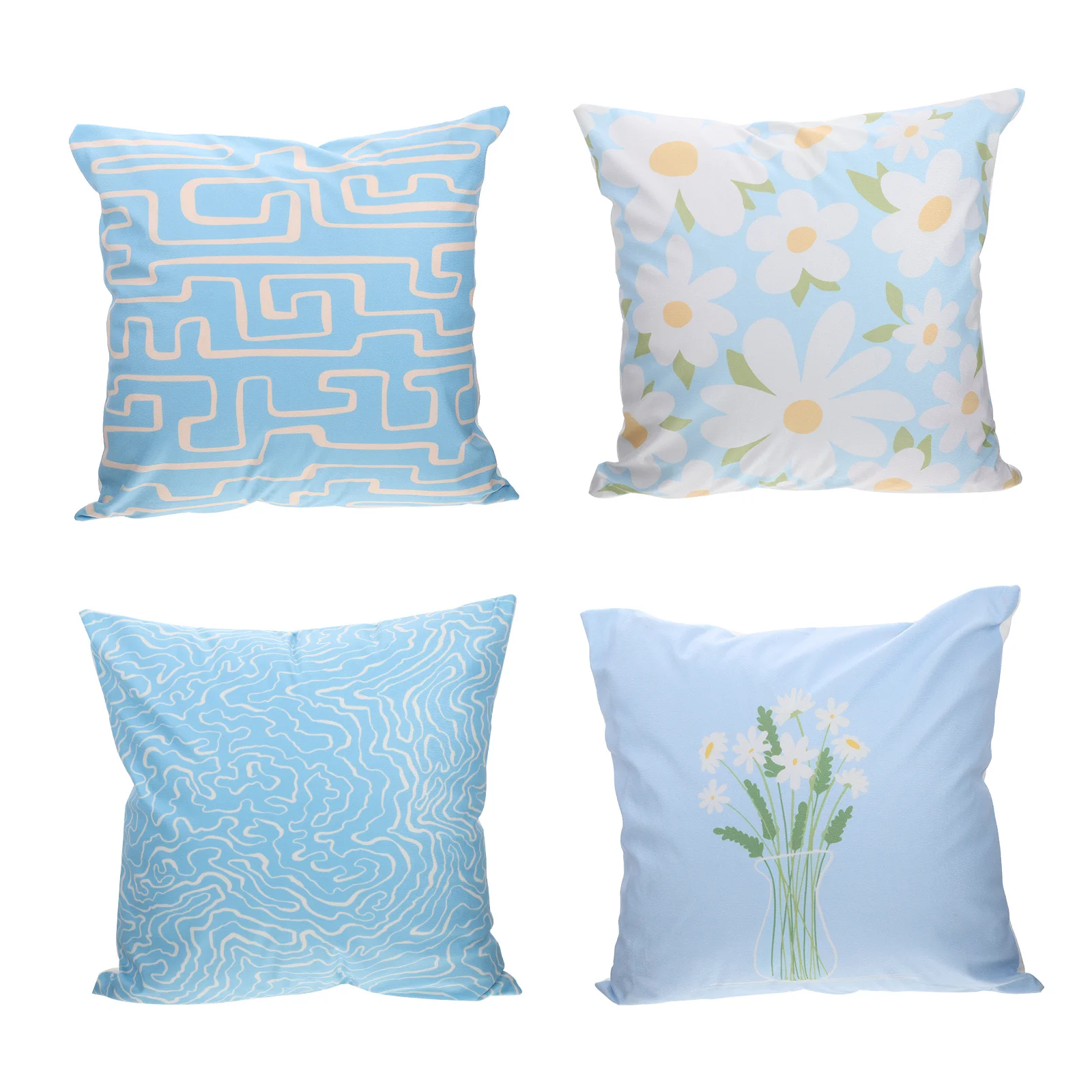 

4Pcs Throw Pillow Cover Cotton Pastoral Sofa Cushion Cover Decorative Printed Comfortable Home Pillowcase Protector