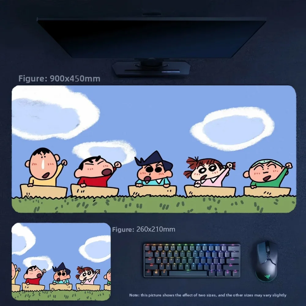 High Quality Comfortable Soft Leather Printed Table Mat Animation Crayon Shin Chan and His Friends Non-slip Leather Mouse Pad
