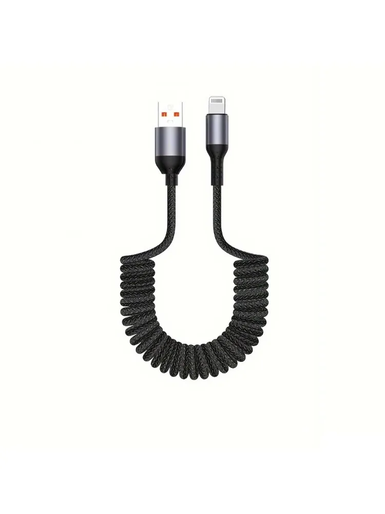 Federndes Autoladegerät-Kabel 3A Schnelllade-USB-Kabel für iPhone 14 11 12 13 Pro X XS Max 6 7 8 Plus SE iPad Datenkabel
