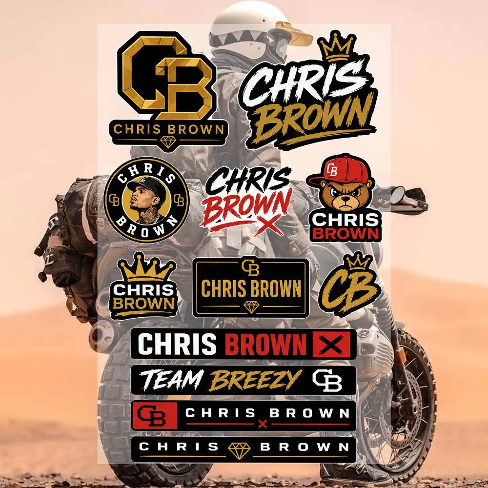 C-hris B-rown Aesthetic Graffiti Waterproof PVC Stickers for Car Motorcycle Skateboard Helmet Notebook