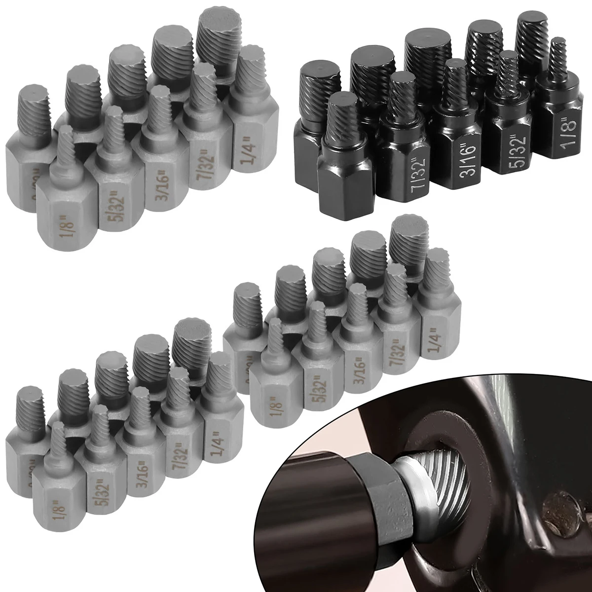 10/20Pcs Screw Extractor Kit Alloy Steel Damaged Screw Remover Set Metal Easy Out Drill Bits Bolt Stud Screw Extractor