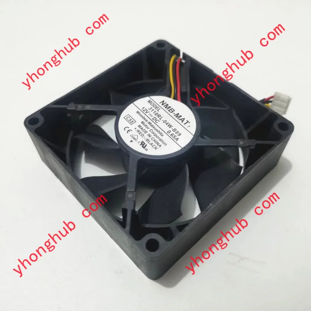 NMB-MAT 3110RL-04W-B89 C55 DC 12V 0.65A 3-Wire 80x80x25mm Server Cooling Fan