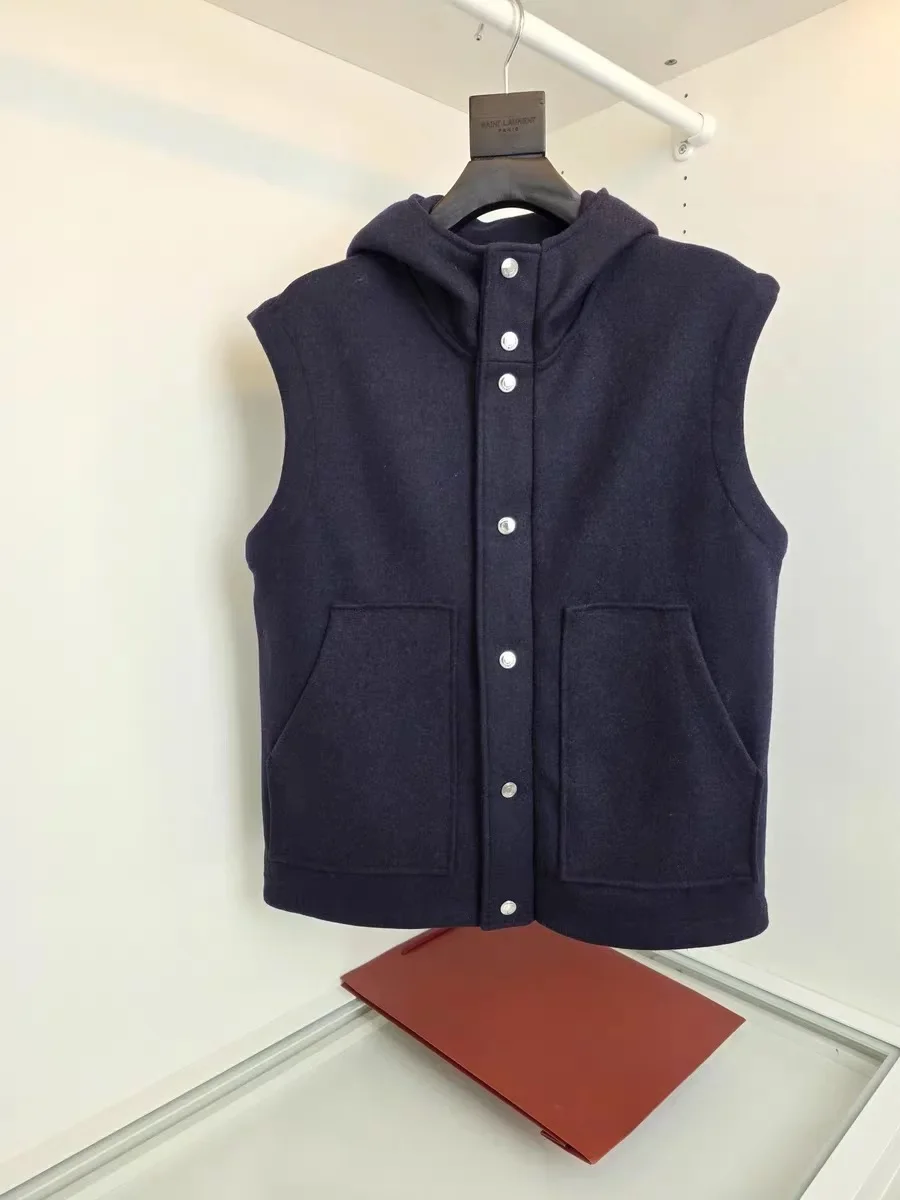 

LP Italian Double Zipper Hooded Casual Warm Wool Vest 25aw