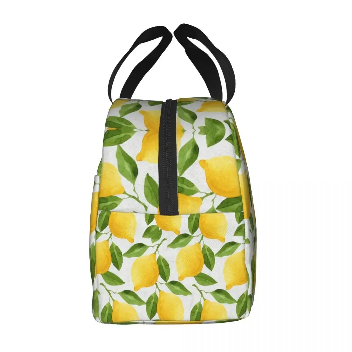 Watercolor Lemon Pattern Insulated Lunch Bag for Women Leakproof Summer Botanical Art Cooler Thermal Lunch Tote Picnic Travel