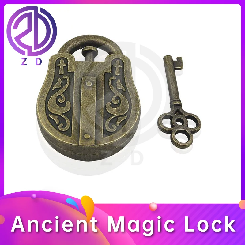 Ancient Magic Lock Real Life Escape Room pull the middle lock body align the keyhole to the back to unlock ZD escape game prop