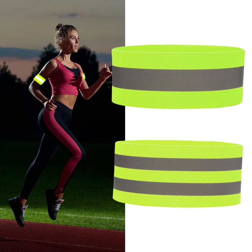 

Reflective Bands Adjustable Arm Wrist Ankle Leg Bands High Visibility Reflective Tape Straps for Night Walking Cycling Running