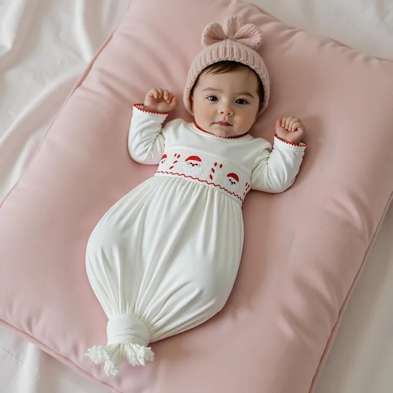 ثوب نوم سانتا كريسماس لحديثي الولادة - طقم بيجامة بأكمام طويلة لعيد الميلاد الأول للفتيات الصغيرات. ملابس للفتيات الصغيرات.ropa de bebé #2