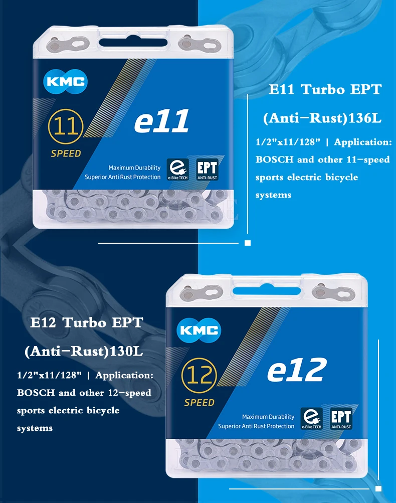 KMC E-BiKE E8 E9 E10 E11 E12 Kette 8, 9, 10, 11, 12 Gänge, 136 Glieder, rostfrei, elektrisches Sportfahrrad, eBike-Ketten, Original – Detail 2