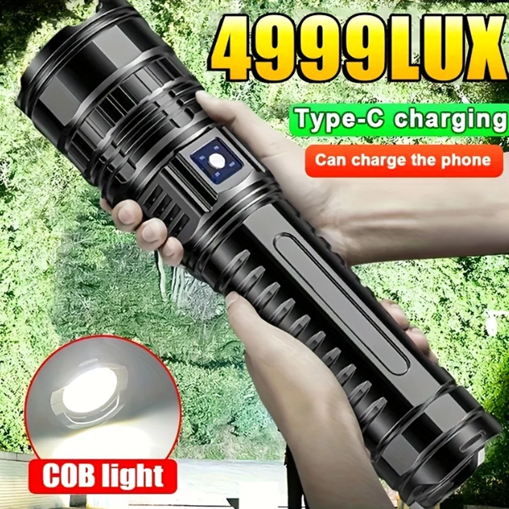 

Ультра яркий фонарик со встроенным аккумулятором, аварийные прожекторы, 5 км, 1500 Вт, самые мощные светодиодные фонарики, тактические