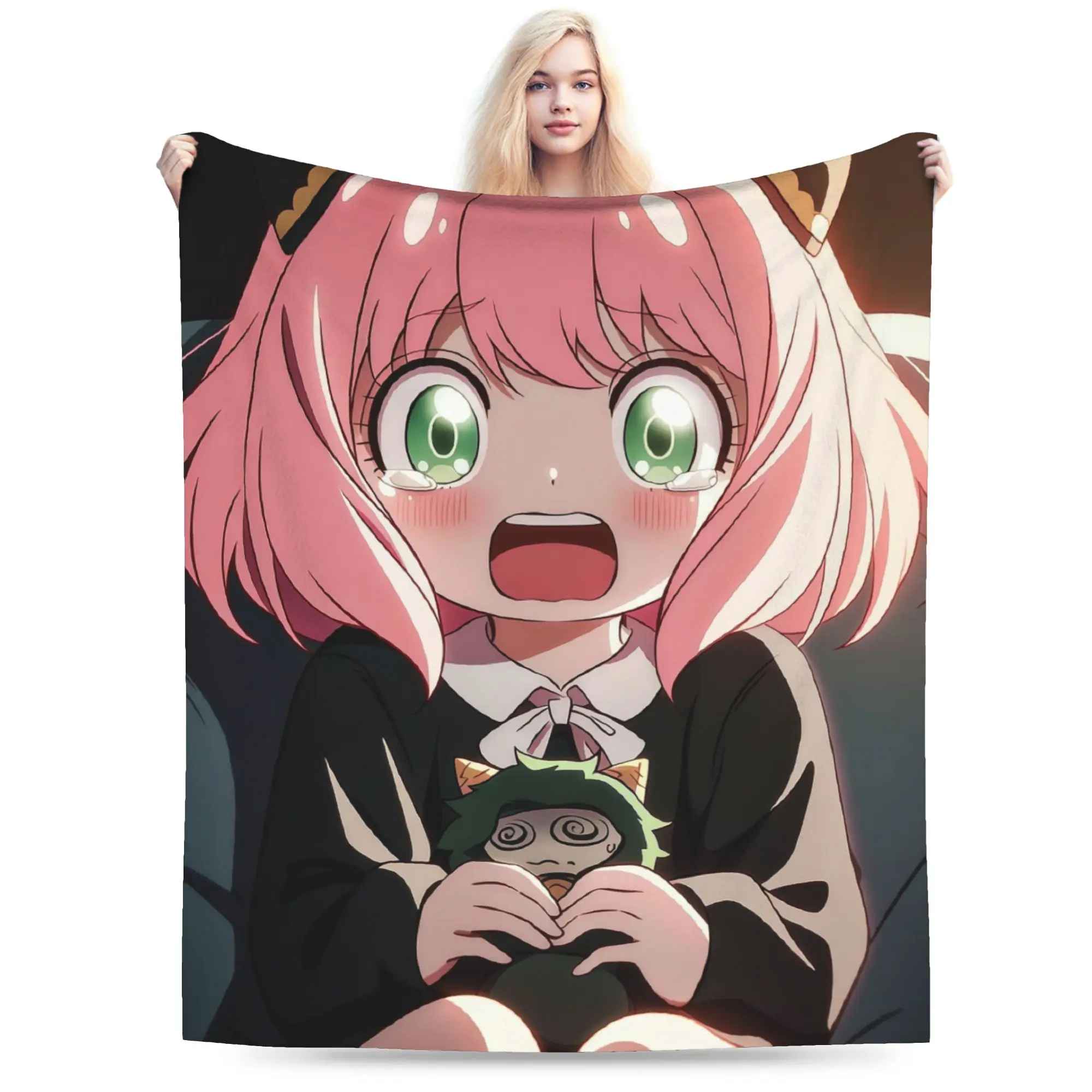 

Spy Family Anime Anya Forger Blanket Fleece Decoration Multifunction Ultra-Soft Throw Blankets for Bed Office Bedding Throws
