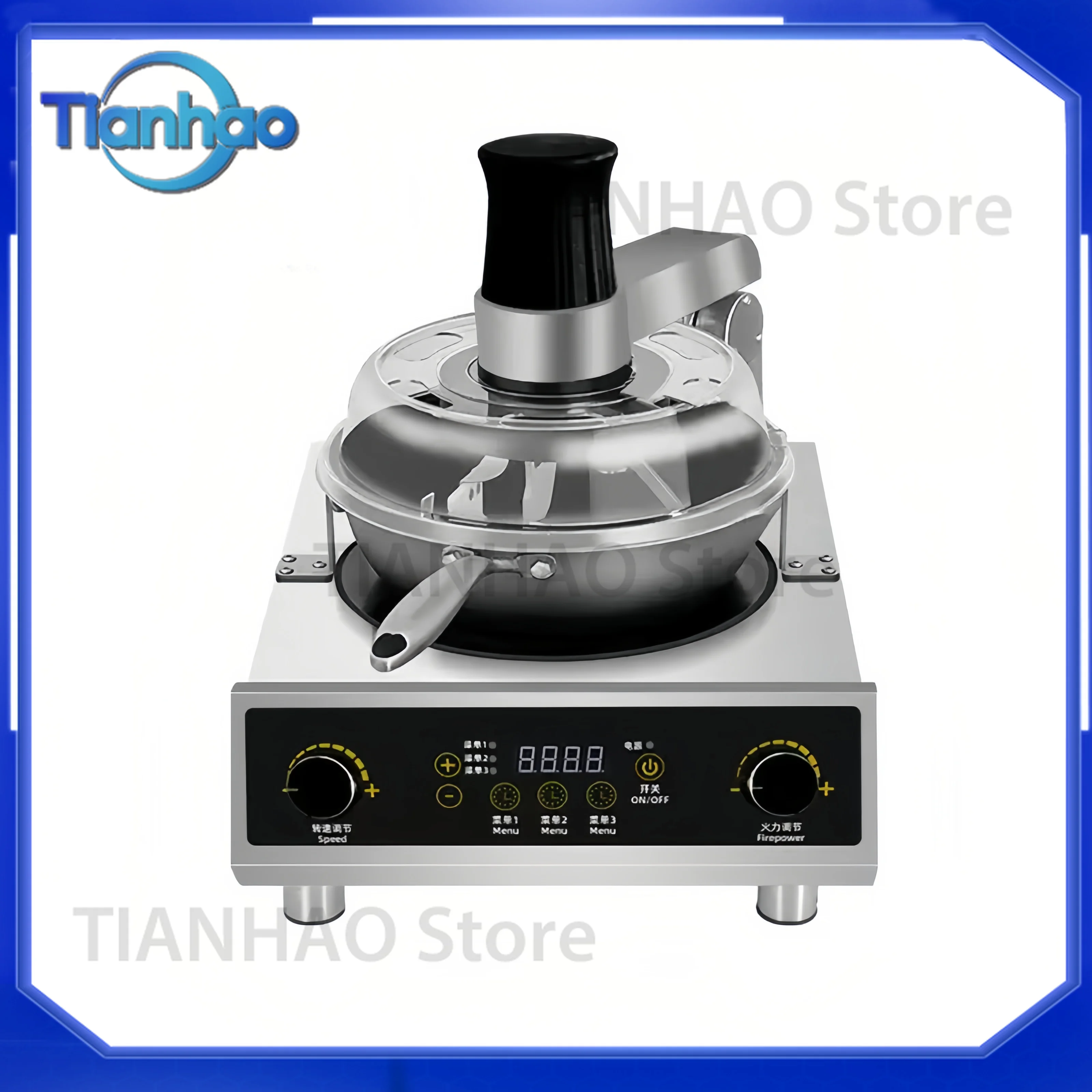 Commercial Top-Mounted Stirring Stainless Steel Fried Rice Machine 3500W with Timer Function and Multifunctional Light Wave