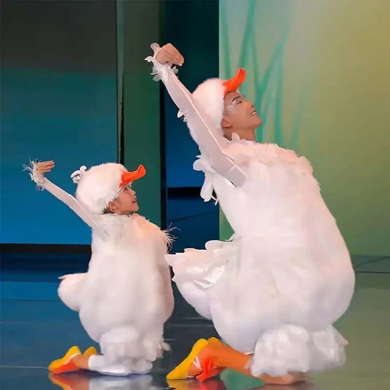 

Kids Cartoon Duck And Goose Costumes Soft Animal Clothing For Dance Party Halloween Cosplay Suit School Performance