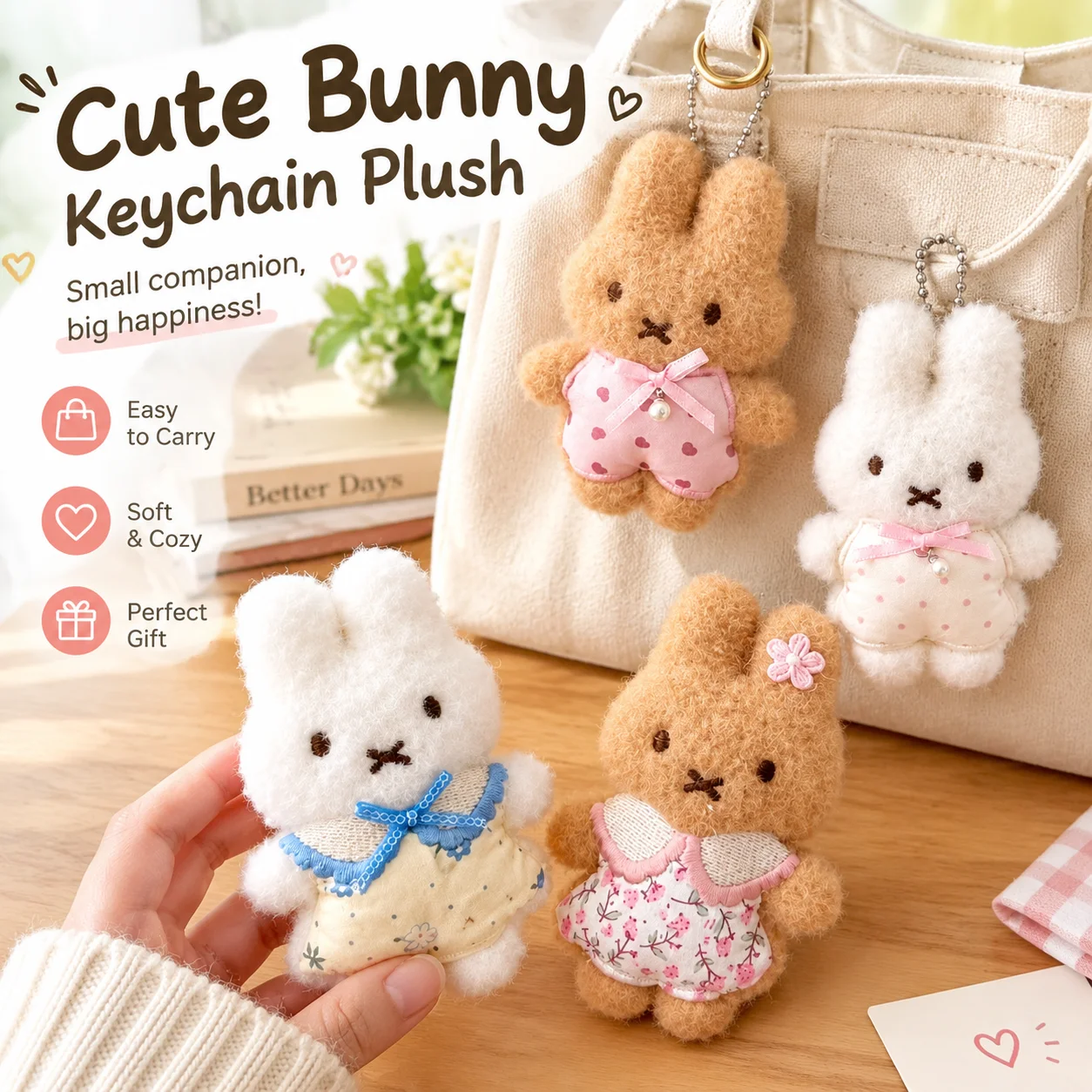Cute Miffy Rabbit Plush Doll Keychain Bag Pendant Bunny Toy Gift Activity Party Favors Accessories Stall Display Ornament