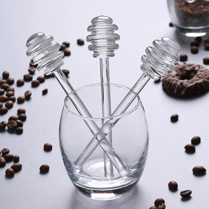 14.5CM Glass Honey Sticks Jam Sauce Spoon Mixing Stick Clear Coffee Milk Tea Stirring Bar Kitchen Supplies Cooking Tools