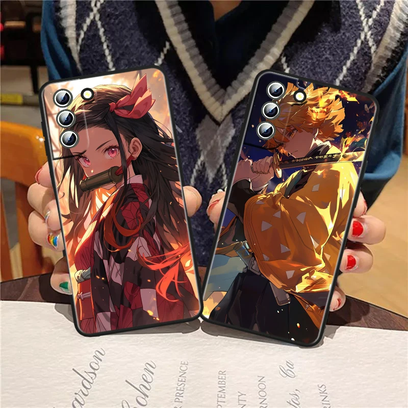 Anime Demon Slayer Voor Samsung S24 S23 S22 S21 S20 Fe S10e S10 S9 Ultra Plus Plus Zachte Siliconen Zwarte Telefoonhoes