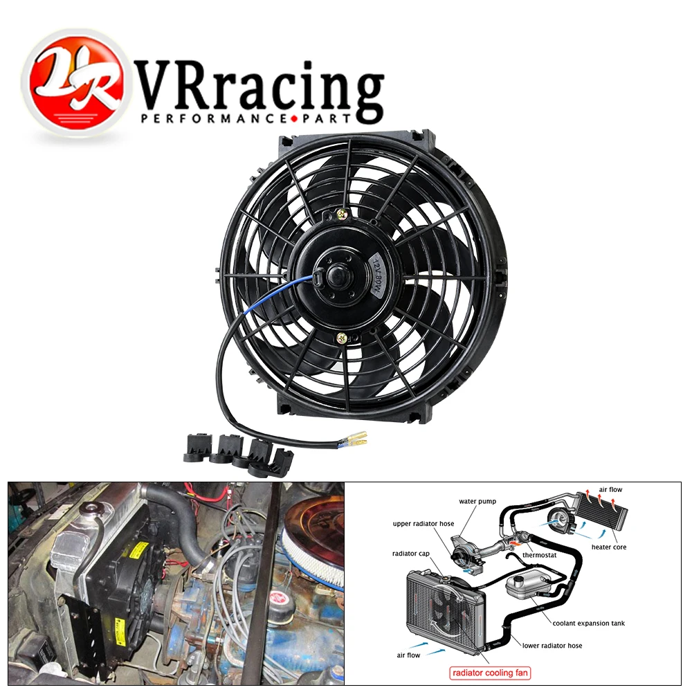 Vr-10 אינץ מאוורר דק חשמלי רדיאטור קירור 12v 800cfm 8 להבים לדחוף או למשוך סוג הר ערכה אוניברסלי VR-FAN10