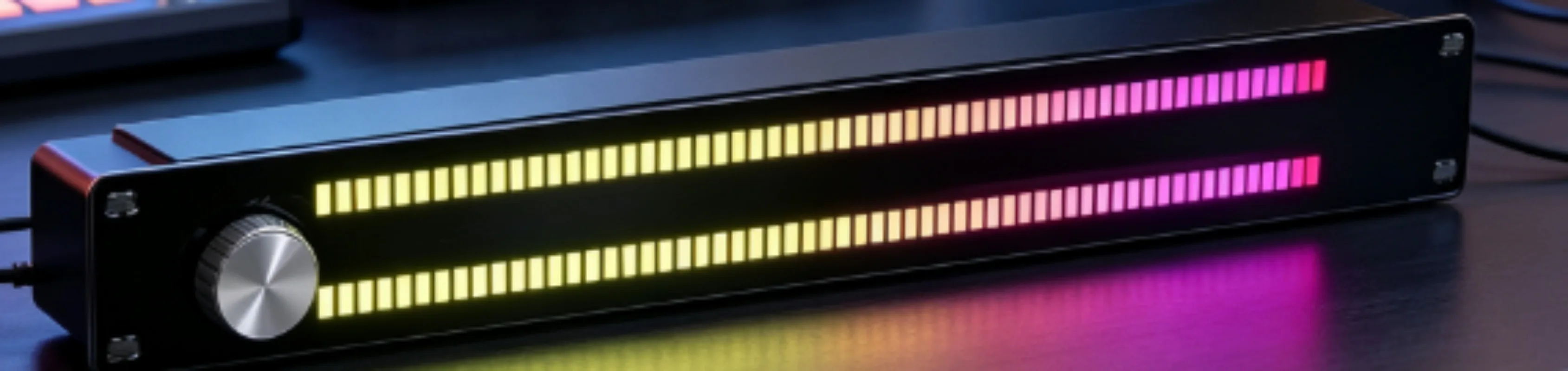 Audio Spectrum Atmosphere Lamp, 128 Full‑Color LED Music Level Indicator, Bluetooth AUX Voice Activated