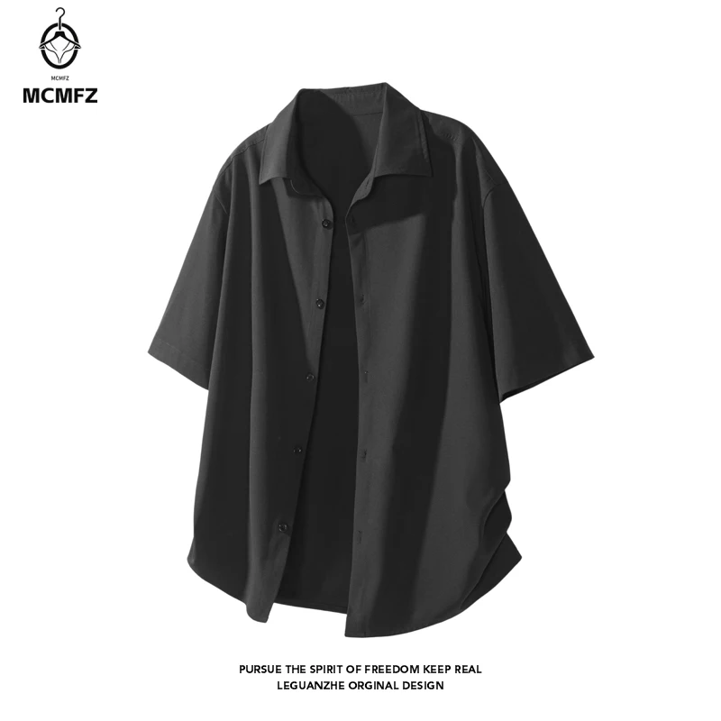 Men Breathable Oversized Short Sleeve Lapel Shirt Full Button Closure Wrinkle Free Material For Multiple Daily Casual Occasions