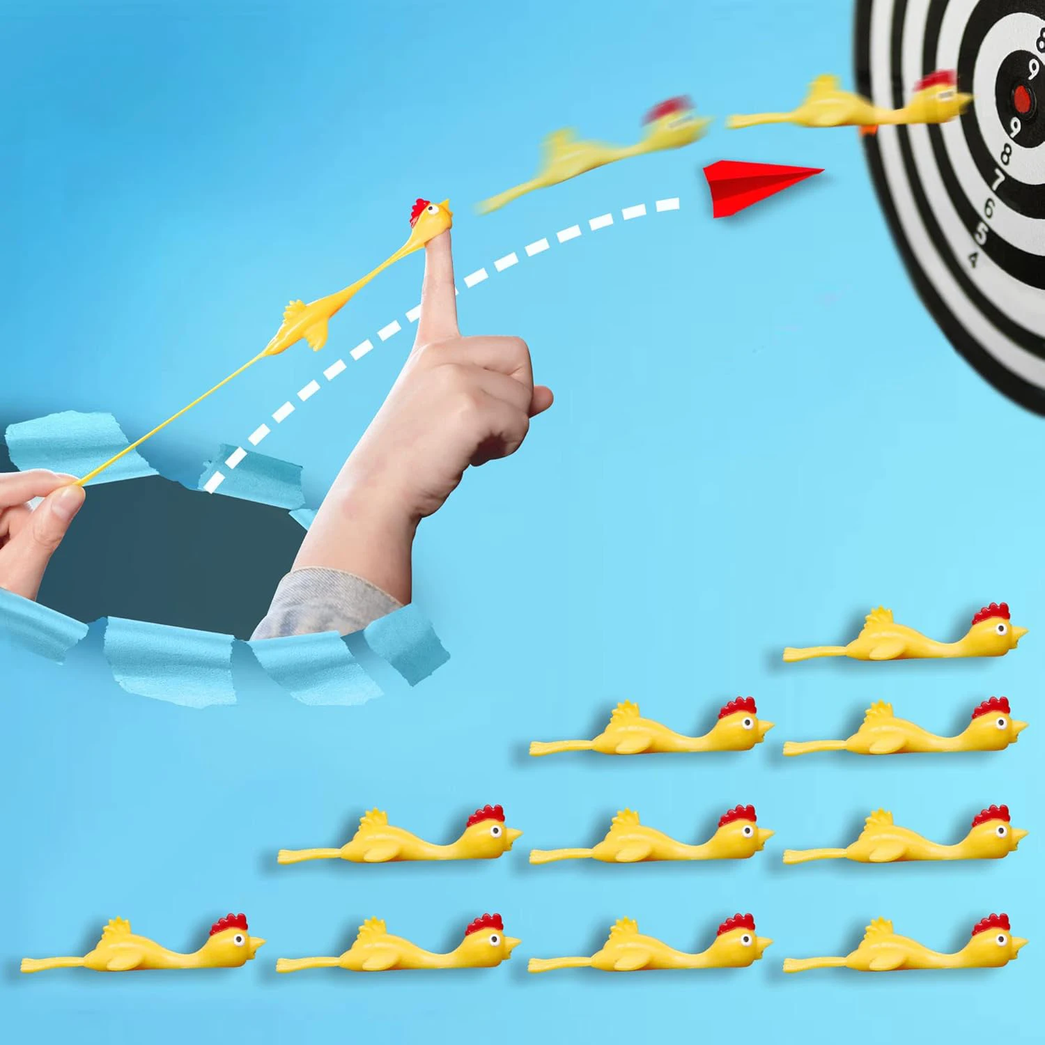 5/10/20PCS Children's Catapult Chicken Toy - Finger Launch Stress Relief Toy, Creative Slingshot Toy, Party Toy Gift