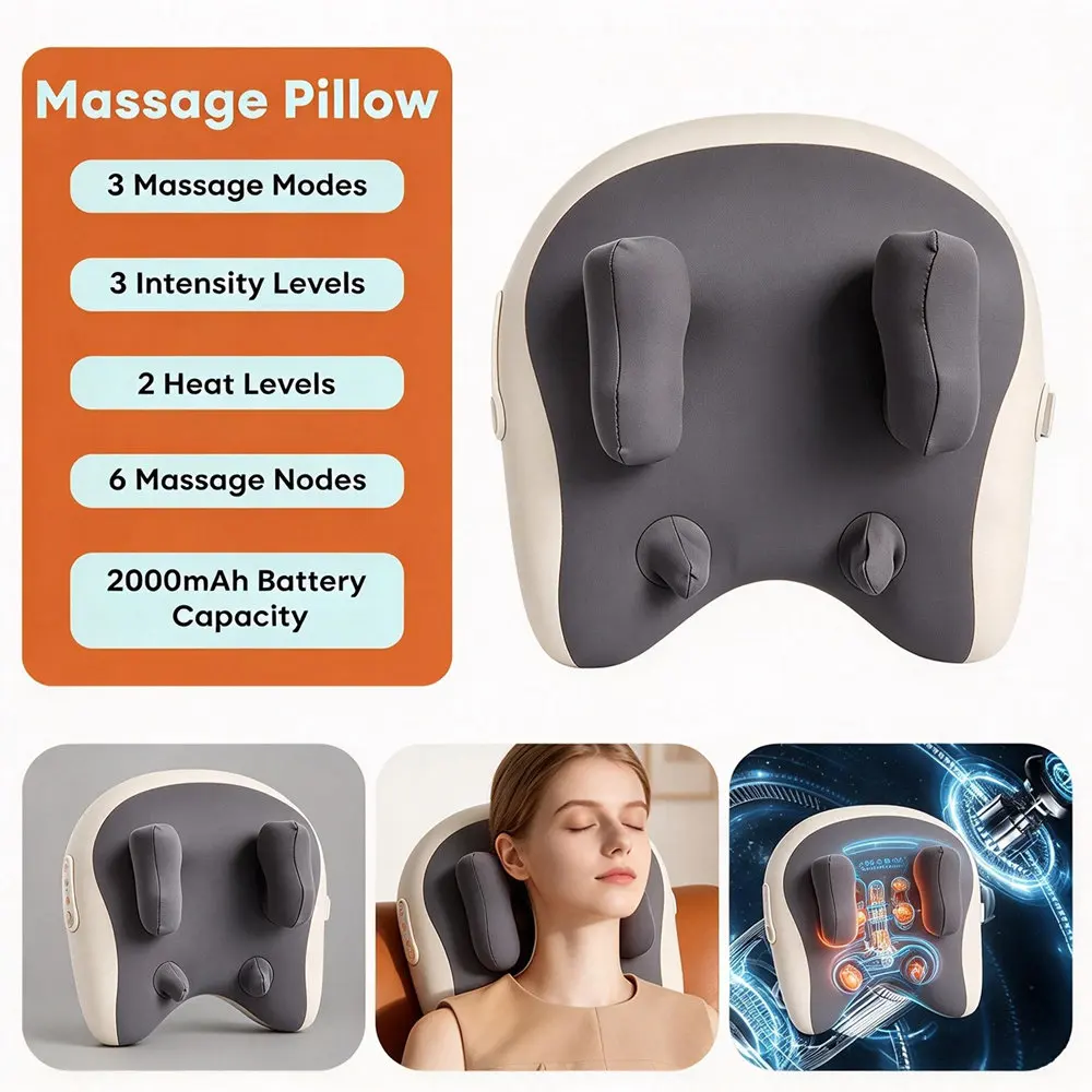 Wireless Neck And Shoulder Massage Pillow Trapezius Back Kneading Pillow Massager Neck Cervical Relaxation Massage Cushion