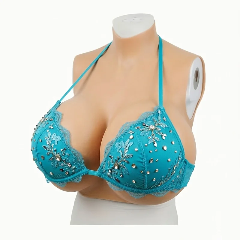 Huge Silicone Breast Forms Plate for Crossdresser Trans Cosplay Transgender with Nipple Areola Fake Boobs Bodysuit Shakeing