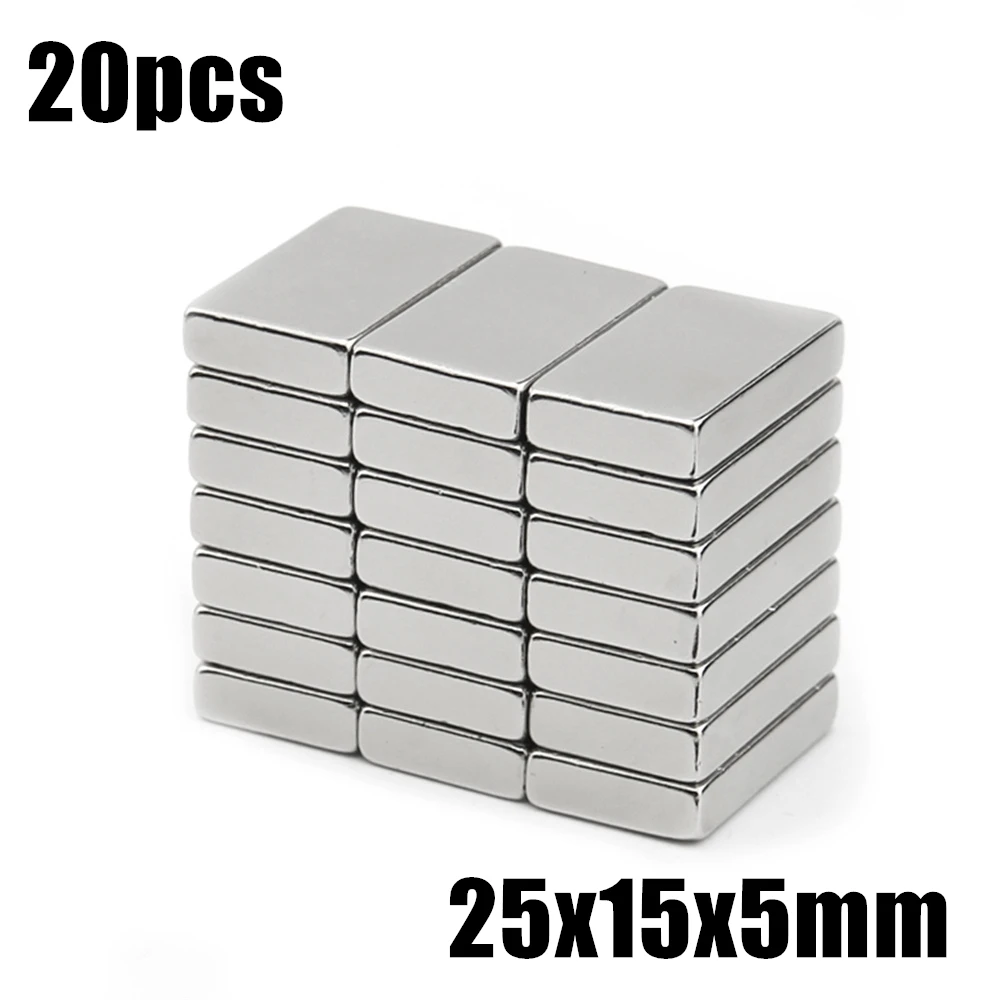 20pcs 25x15x5mm Neodymium Magnet 25*15*5mm N35 NdFeB Block Super Powerful Strong Permanent Magnetic imanes Block