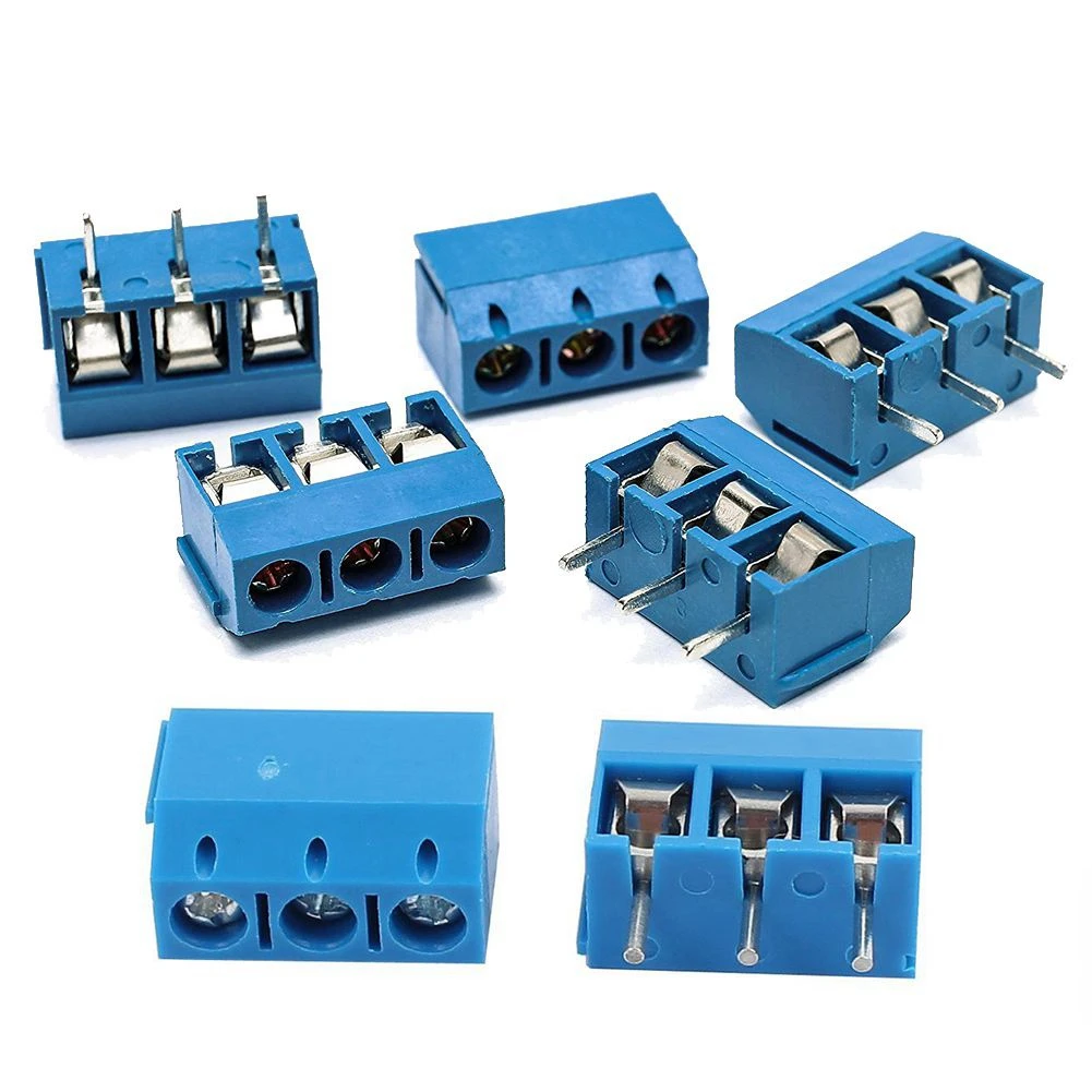 20 قطعة 2-Pin برغي محطة كتلة موصل و 100 قطعة الأزرق ABS KF301-3P 5.08 مللي متر 3 دبوس ربط المسمار موصل طرفي-B51B #2