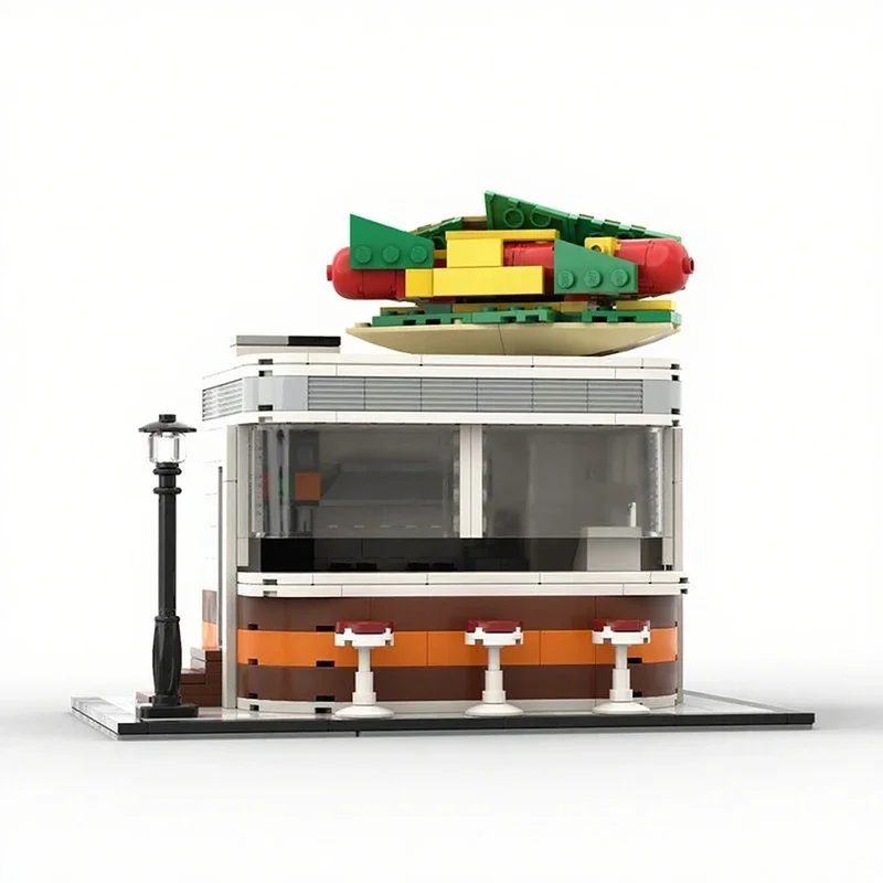 

470pcs MOC Hot Dog Shop Modular Buildings Building Blocks Festival Gift Display Ready Collector Edition Perfect For Exhibition