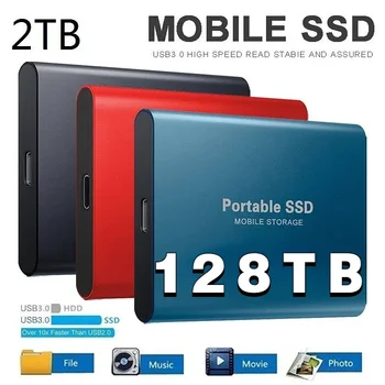 2TB external hard drive Portable SSD 1TB External Solid State Drive USB 3.1/Type-C Hard Disk High-Speed ​​Storage For PC/Mac/Phone