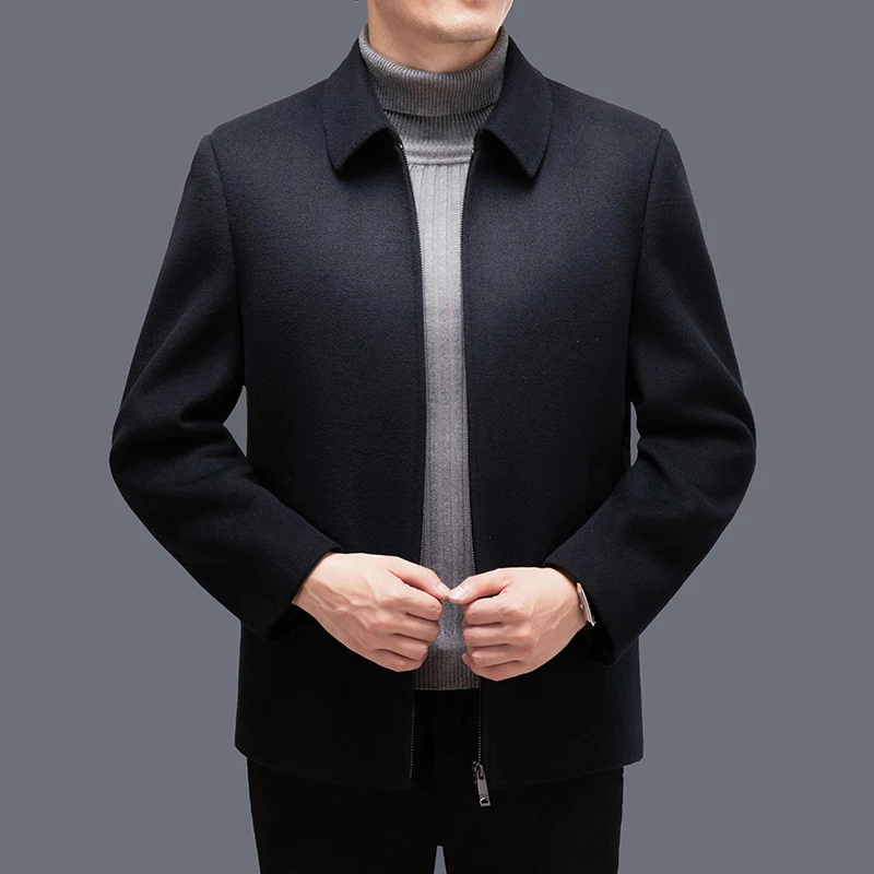 Winter Coat Fashion New Middle-aged Men's Lapel Business Casual Versatile Coat