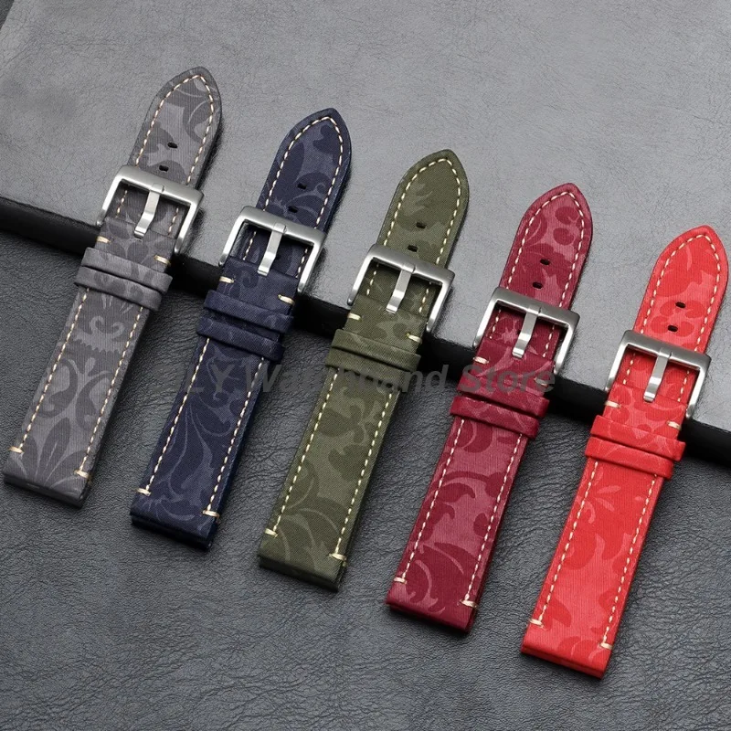 for Seiko for Samsung Galaxy 20/22mm Wrist Strap Watch Accessories Leather Nylon Watchband New Flower Pattern Exquisite Bracelet