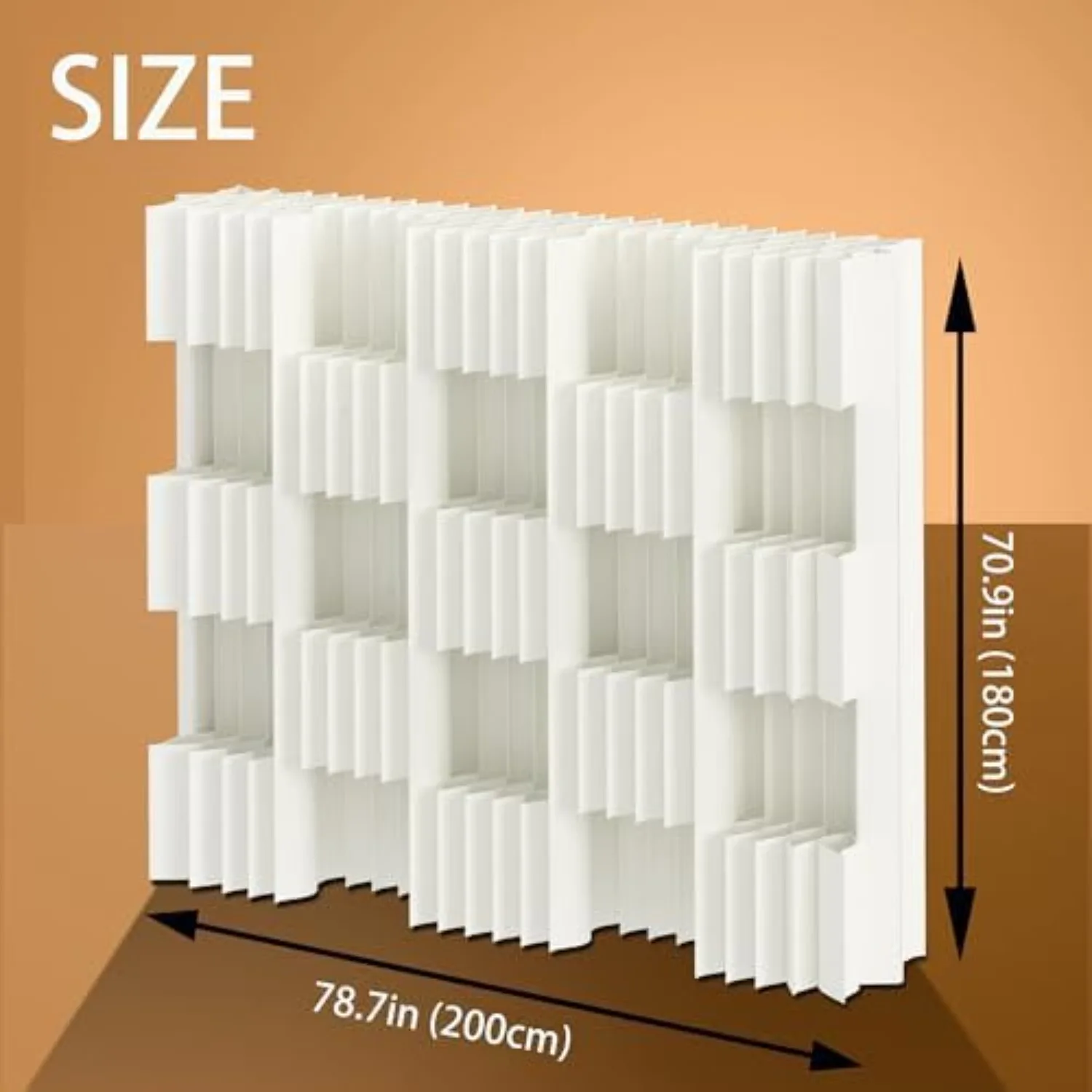 Paper Folding Room Divider, Freestanding Adjustable Privacy Partition Screen, Portable Retractable Wall Panel, Anti-Tip