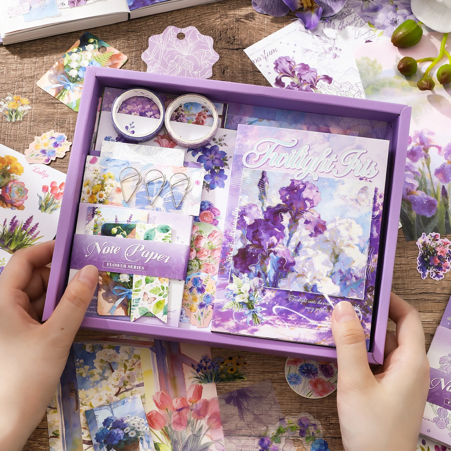 Morning Rain Spring Blossom Journal Gift Box Set High-Value Aesthetic Healing Plant and Flower Pattern Journal Material Gift Pack