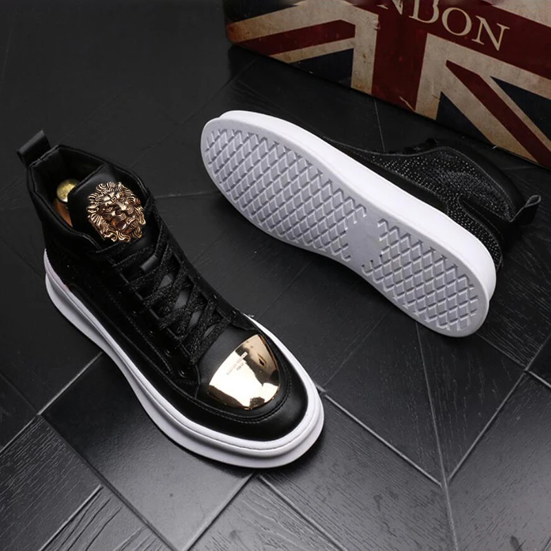 High quality new Korean version of thick soles casual shoes versatile men embroidery high-top shoes b73