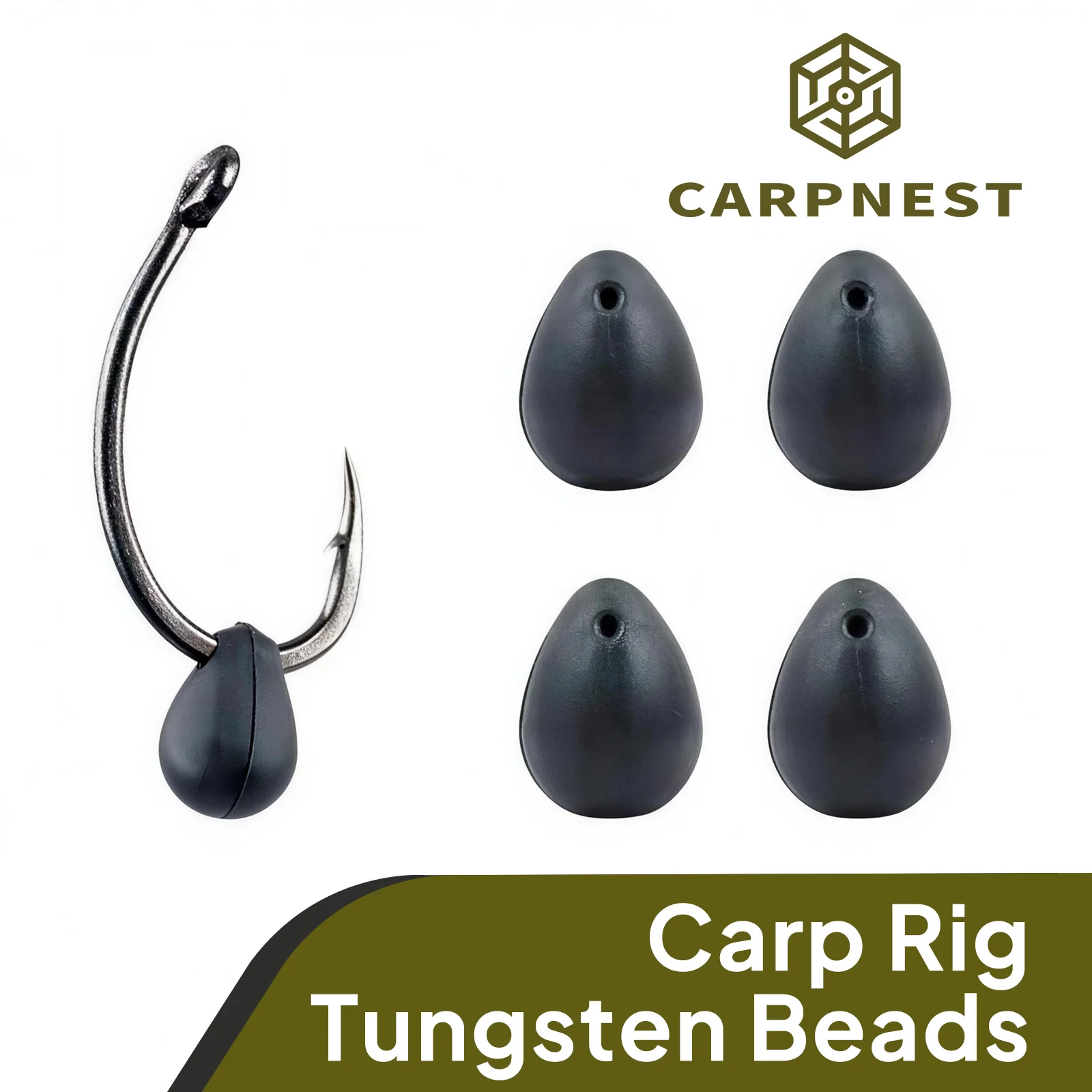

CARPNEST 10pcs Tungsten Beads Carp Fishing Hair Rig Ronnie Rig Method Feeder Tackle