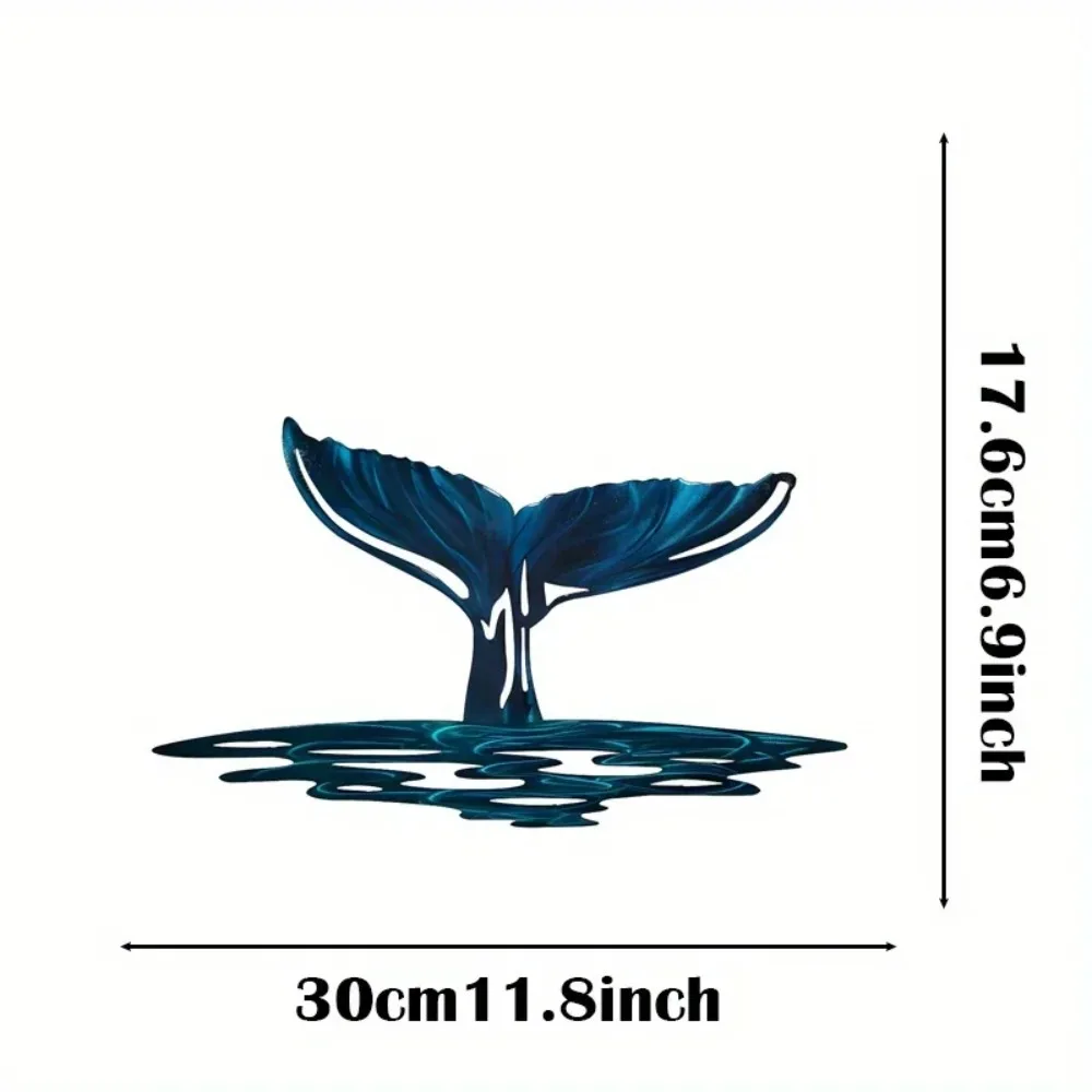 CIFBUY Metal Wall Art Whale Fish Tail Sculpture Iron Hanging Decor For Home Indoor, Perfect Ocean Series Housewarming Gift