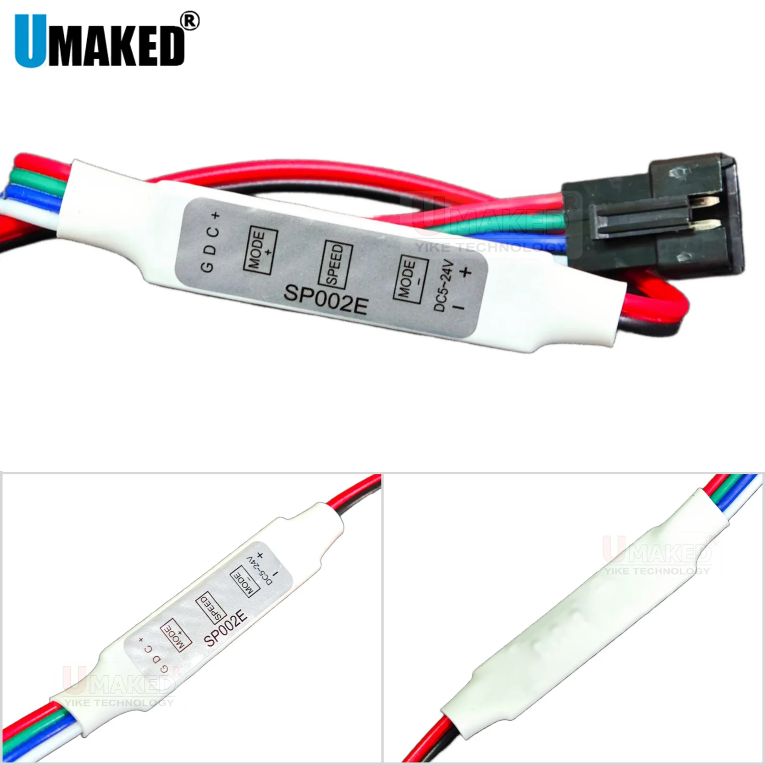 2pcs Sp002E  Mini 3 Keys RGB Controller DC 12V 24V Dimmer 4 Pin wire for Constant Voltage LED 2835 5050 Color Strip Light