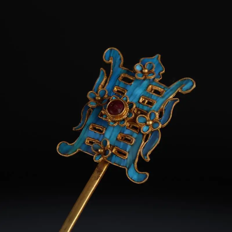 Classic Cloisonne Enamel Exquisite tiara Vintage Court Style  Ancient Gold Craft Hair Jewelry for Women Hanfu Accessories
