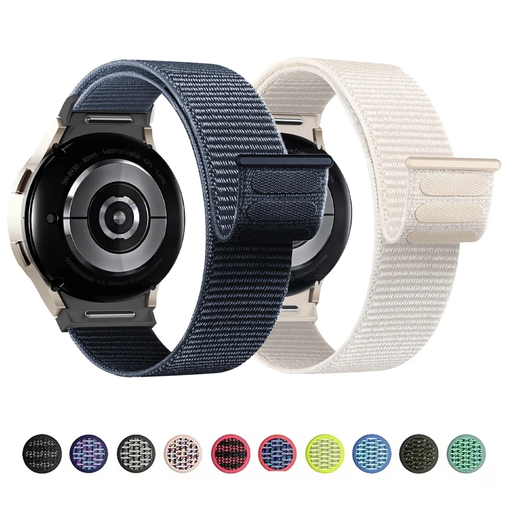 No Gaps Band For Samsung Galaxy Watch 7/6/4/classic/5 pro 44mm 40mm wrist Nylon sport loop correa bracelet Galaxy Watch 6 Strap