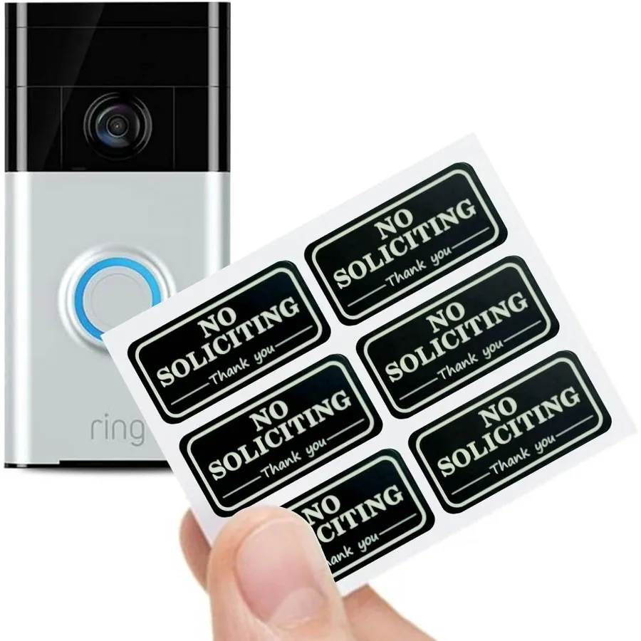 

Small No Soliciting Sign for House6 Pcs No Soliciting Sign with Glow in the Dark Stirs Tiny Size Perfect for Video Doorbell No