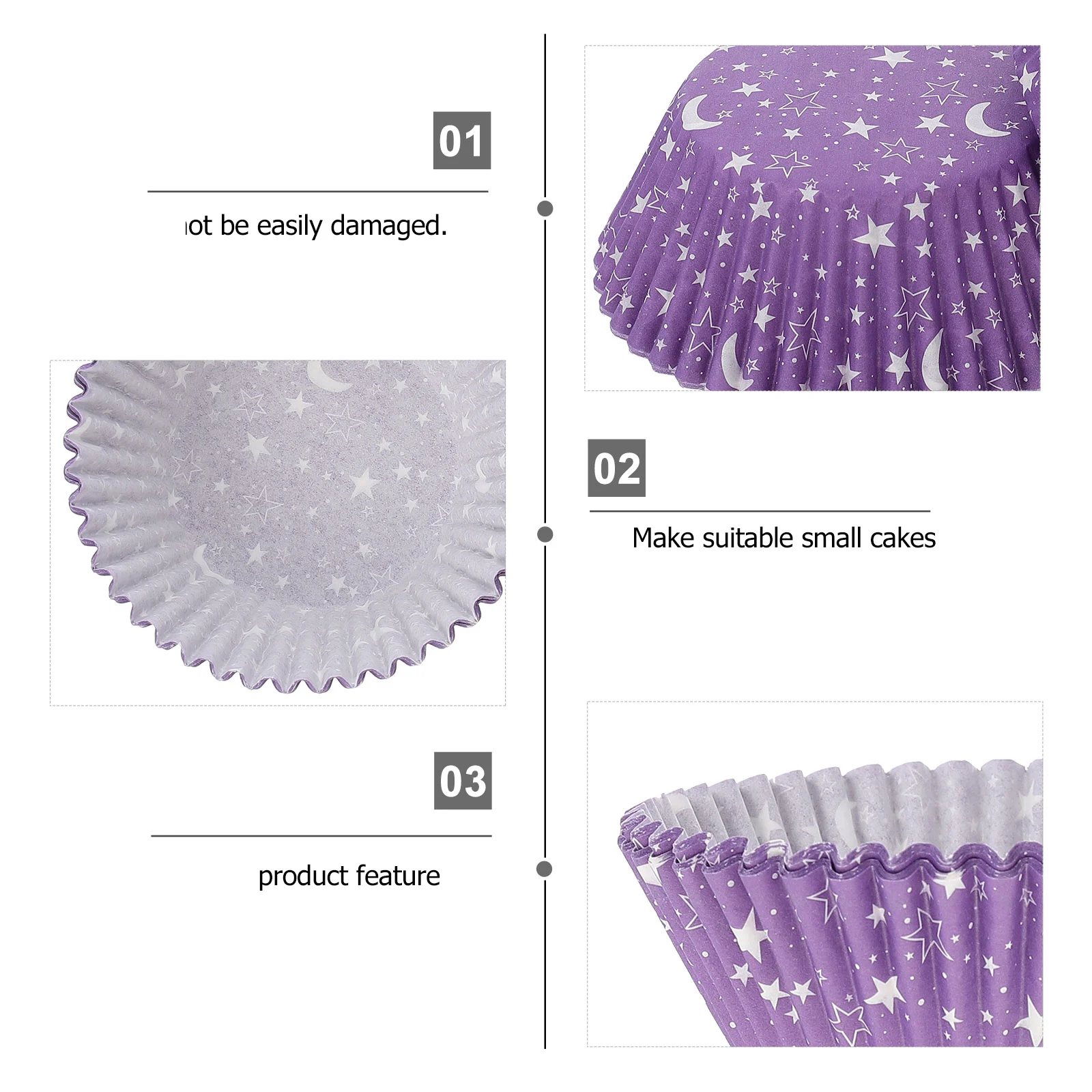 

200pcs Baking Paper Cups Cute Cake Trays Dessert Holders Wrapping Muffin Trays Heat Resistant Eco Friendly for Festivals