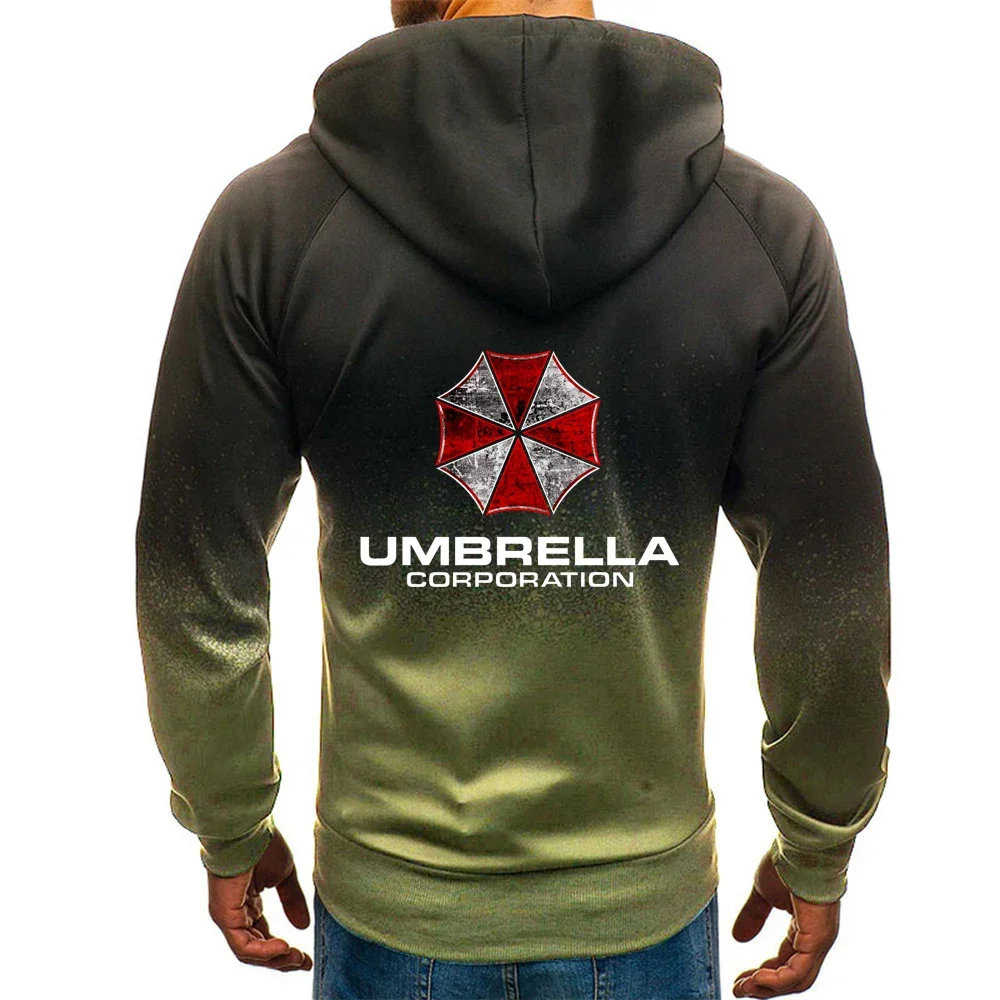 New Gradient Umbrella Corporation Sweatshirts Harajuku Hoodies Zip Pullover Handsome Men Cotton Clothing Jackets Coat Top